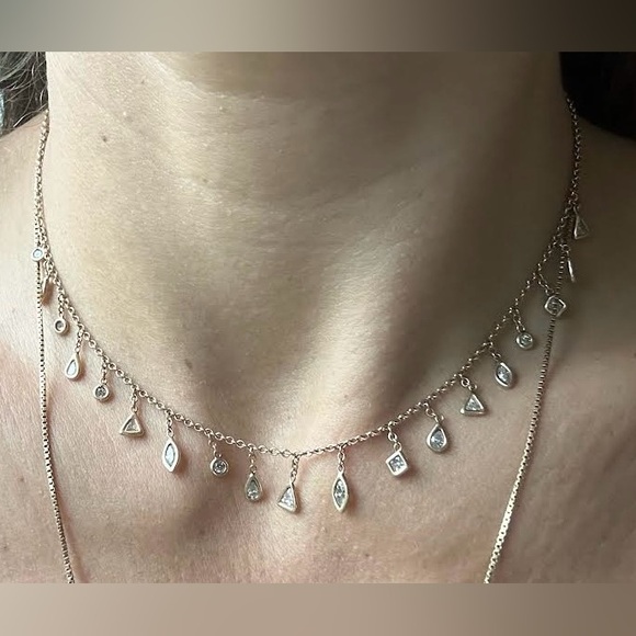 ❗️SOLD❗️$13,750 JACQUIE AICHE Diamond Multi Shapes Shaker Necklace 14k YG - Picture 1 of 8